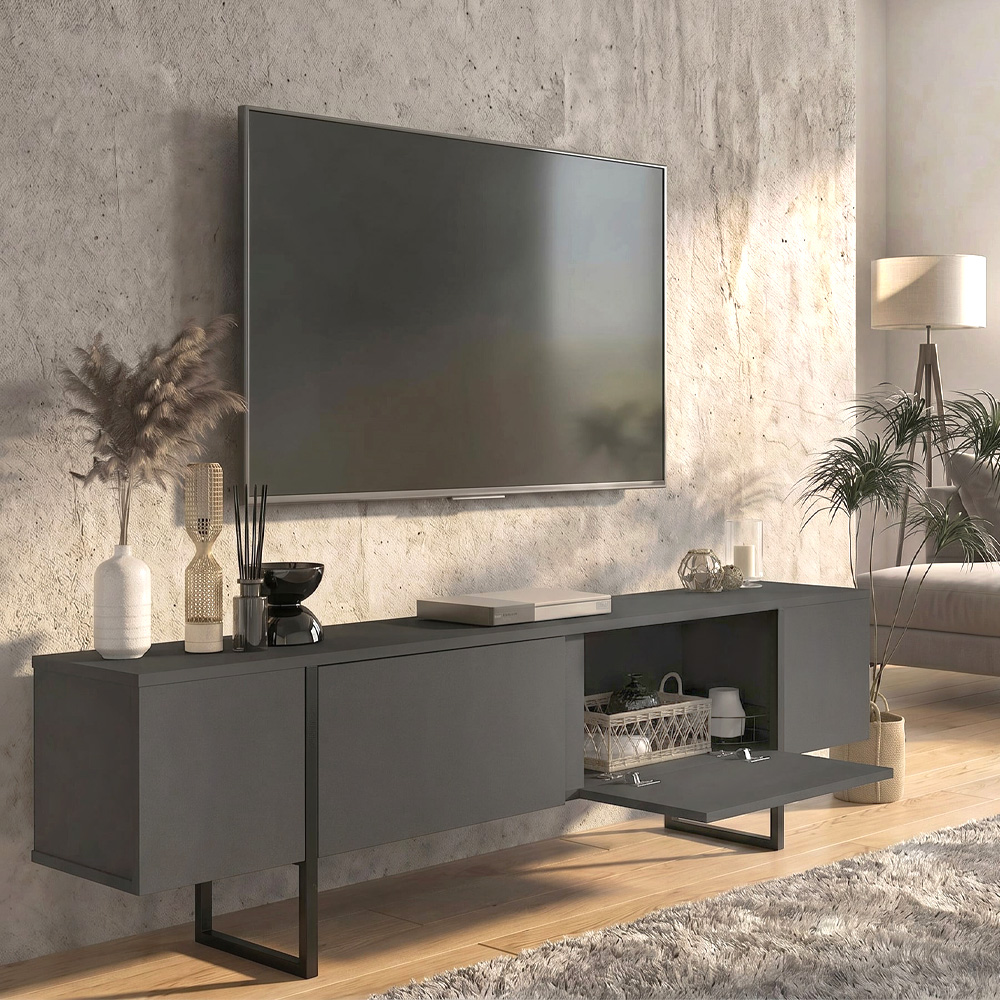 Έπιπλο τηλεόρασης Orontes Megapap χρώμα ανθρακί 180x29,6x50εκ. - Image 5