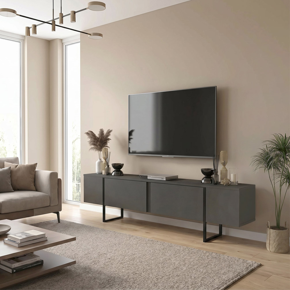 Έπιπλο τηλεόρασης Orontes Megapap χρώμα ανθρακί 180x29,6x50εκ. - Image 6