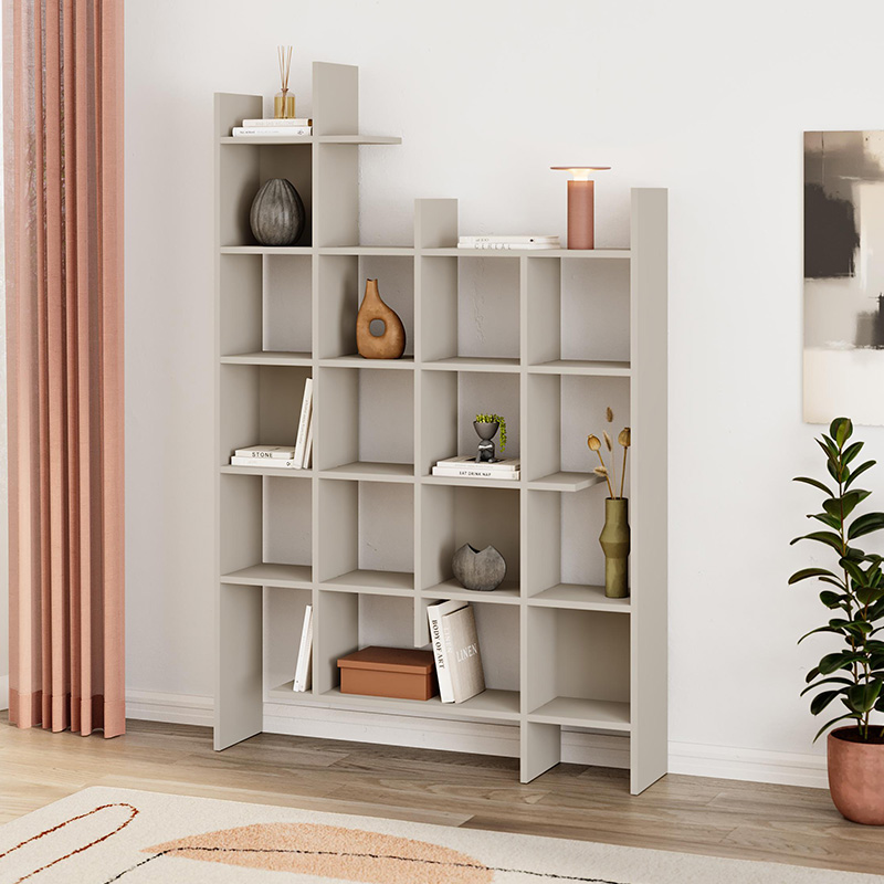Βιβλιοθήκη Manco Megapap χρώμα sandstone 122×25,5×188εκ.