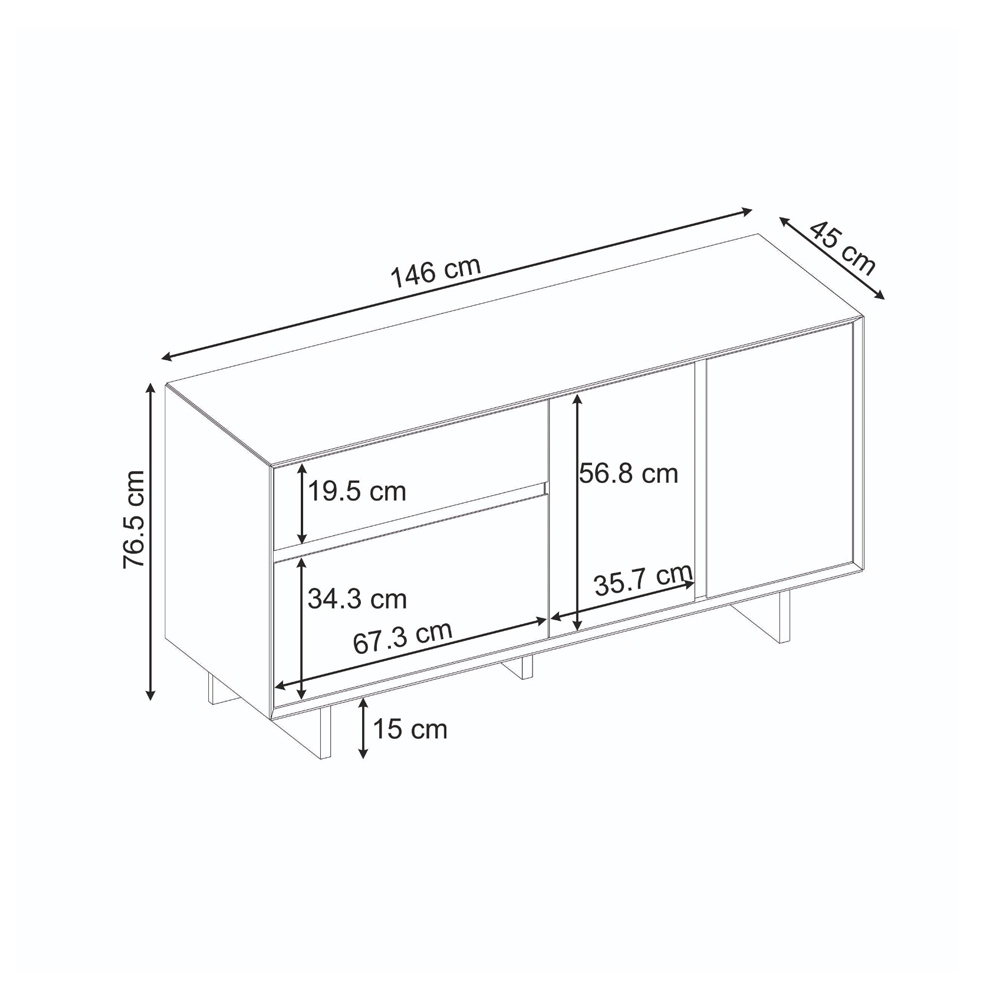 Μπουφές Capri Megapap χρώμα καρυδί milano 146x45x76,5εκ. - Image 6